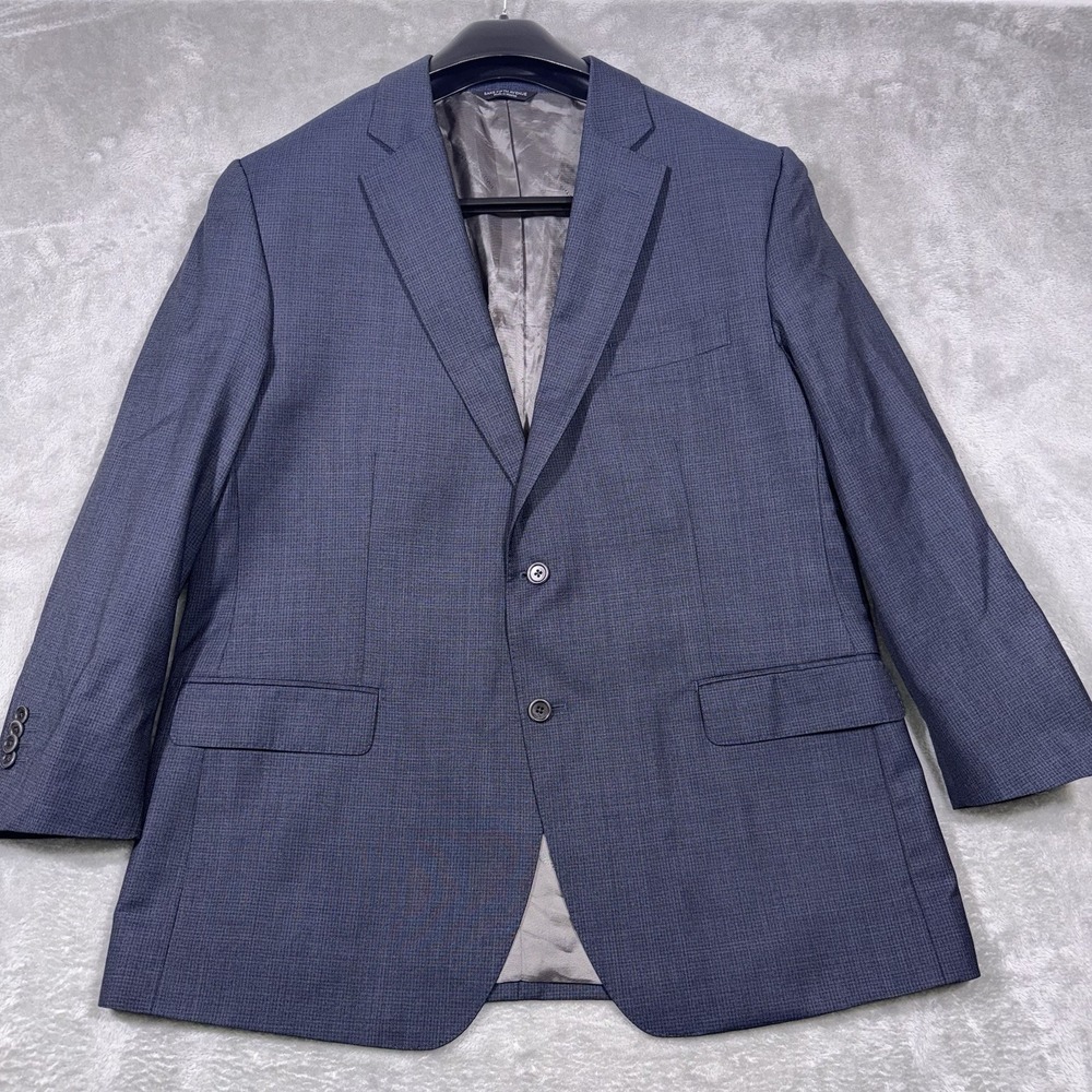 ERMENEGILDO ZEGNA Traveller Modern Fit Jacket Blazer 46 R 100% Wool Blue Plaid